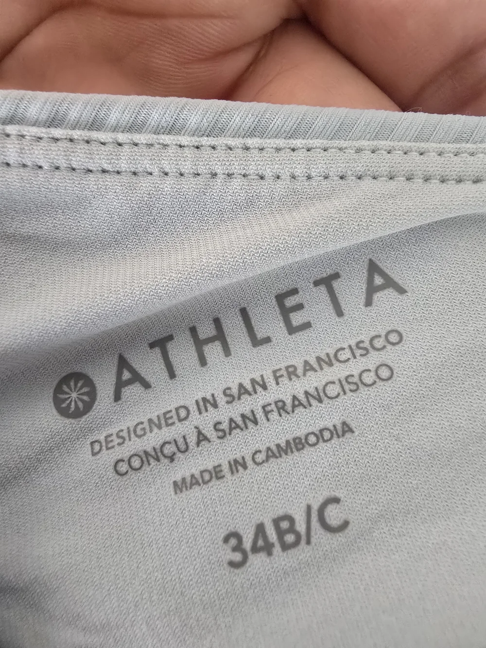Athleta Women's Square Neck Rib Bra Cup Bikini Top 34B/C